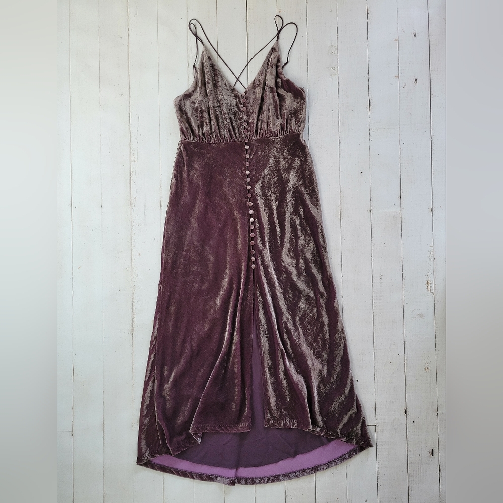 Urban Outfitters Long Velvet Button Up Dress with Spaghetti Straps Size 10